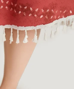 Bandana Print Contrast Tassels Trim Ties Notched Dress -Clothing Shop 649607778 sq 4c5509a0 0338 4330 87aa 326a6860956a