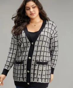 Plaid Button Down Patched Pocket Cardigan -Clothing Shop 651552782 dc