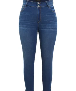 Very Stretchy High Rise Distressed Detail Raw Hem Jeans -Clothing Shop 651637761 va