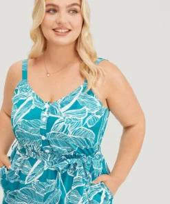 Plant Print Button Through Pocket Belt Cami Jumpsuit -Clothing Shop 652054006 wx 350e317f 30f1 4347 9926 c79a167a4d2b