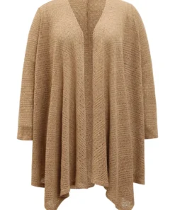 Plain Texture Asymmetrical Hem Drape Kimono 17 Plain Texture Asymmetrical Hem Drape Kimono -Clothing Shop 652803284 ci