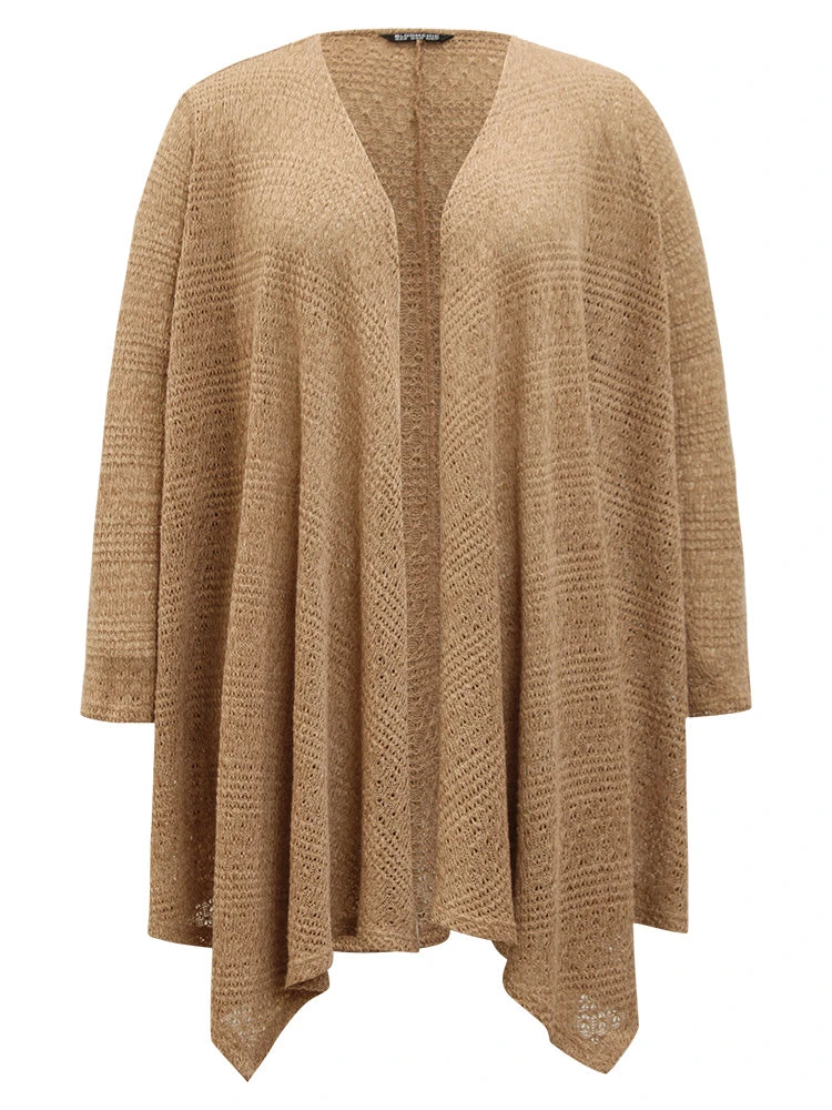 Plain Texture Asymmetrical Hem Drape Kimono 10 Plain Texture Asymmetrical Hem Drape Kimono - Image 8