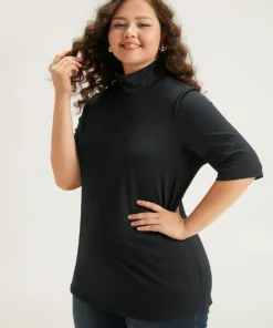 Cotton Plain Basic Turtleneck T-shirt -Clothing Shop 652929922 kx c73ce2e1 f256 40f1 91c4 d449b1ac2411