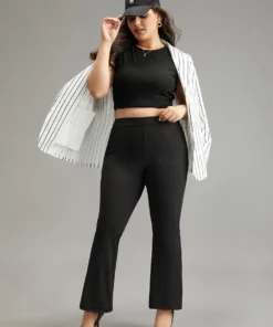 Plain Rib Knit Flare Leg Legging 25 Plain Rib Knit Flare Leg Legging -Clothing Shop 653182670 dj