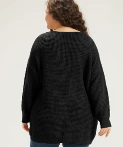 Cable Knit Plain Elastic Cuffs Pullover -Clothing Shop 653287672 kp ae46ab42 88b3 4744 8695 60a79d35c262