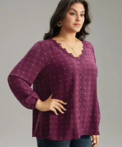 Plisse Eyelet Lace Elastic Cuffs Blouse -Clothing Shop 653648752 ea ca375b47 af46 4542 a10a 0233ba2810e1