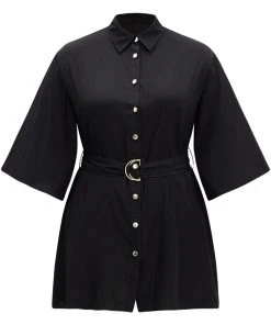 Halloween Plain Button Up Shirt Collar Buckle Detail Coat -Clothing Shop 654103005 xm b72dd161 c904 4fef 80f5 d0f6e1de8df9