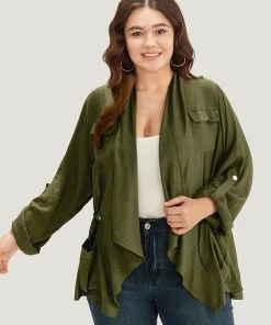 Supersoft Essentials Plain Pocket Asymmetrical Drawstring Coat -Clothing Shop 654774574 lb