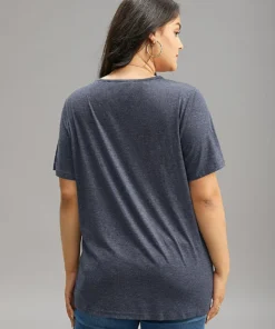 Plain Heather Crisscross V Neck T-shirt -Clothing Shop 655416010 xa 603239ca c7cc 4119 8861 859e8590e8ab