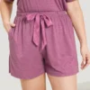 Plain Heather Elastic Waist Ribbon Sleep Shorts -Clothing Shop 656237763 tg