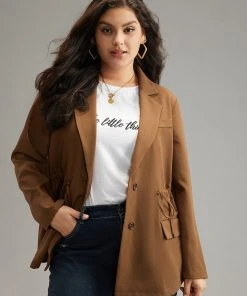 Anti-Wrinkle Drawstring Flap Pocket Blazer