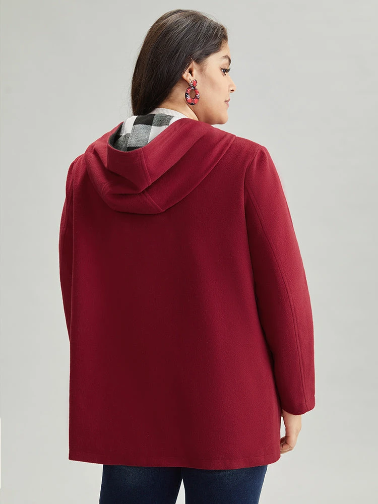 Plaid Patchwork Hooded Duffle Button Coat 4 Plaid Patchwork Hooded Duffle Button Coat - Image 2