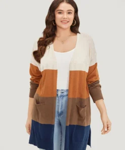 Supersoft Essentials Colorblock Contrast Pocket Split Side Cardigan