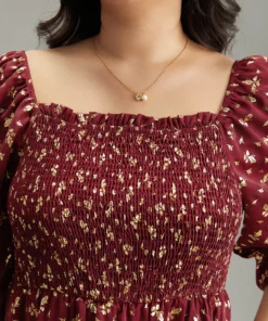 Glitter Square Neck Shirred Split Front Frill Trim Dress 18 Glitter Square Neck Shirred Split Front Frill Trim Dress -Clothing Shop 65754035 wl d753cc32 d7a8 4658 9684 2e34c12bad4b