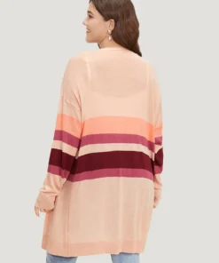 Supersoft Essentials Colorblock Open Front Tunic Pocket Cardigan -Clothing Shop 657864408 yr