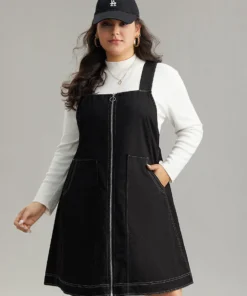 Twill O Ring Zipper Pocket Spaghetti Strap Dress -Clothing Shop 657892172 gh 6cf68c64 b931 44ef aea4 5d3a7a678f70