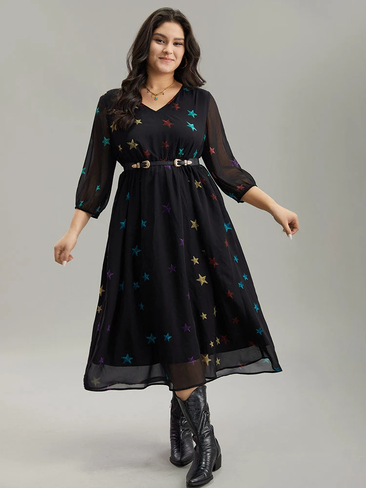 Star Mesh Patchwork Elastic Waist Dress 7 Star Mesh Patchwork Elastic Waist Dress - Image 5