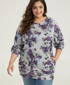 Floral Print Pocket Sweatshirt