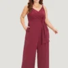 Plain Surplice Neck Twist Front Cami Jumpsuit 2 Plain Surplice Neck Twist Front Cami Jumpsuit -Clothing Shop 658936451 aq