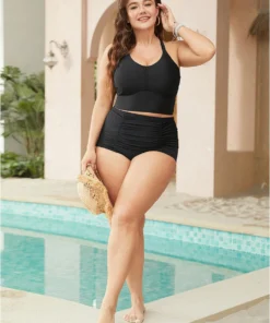 Plain Crossover Back Adjustable Straps Bikini Top -Clothing Shop 660144369 pz