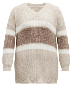 Supersoft Essentials Colorblock Contrast V Neck Knit Pullover -Clothing Shop 660391095 sp