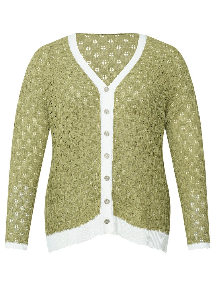 Two Tone Patchwork Cut Out Button Down Cardigan 12 Two Tone Patchwork Cut Out Button Down Cardigan - Image 10