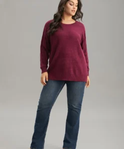 Plain Texture Knit Raglan Sleeve Pullover 9 Plain Texture Knit Raglan Sleeve Pullover -Clothing Shop 661268375 jt