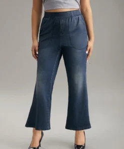 Denim Effect Prin Elastic Waist Flare Leg Leggings 14 Denim Effect Prin Elastic Waist Flare Leg Leggings -Clothing Shop 661522240 ip