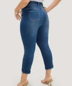Very Stretchy High Rise Dark Wash Ripped Detail Cropped Jeans 15 Very Stretchy High Rise Dark Wash Ripped Detail Cropped Jeans -Clothing Shop 661855818 xl
