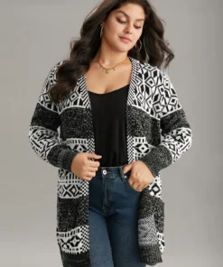 Boho Print Heather Jacquard Cardigan