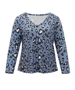 Leopard Print V Neck Sleep Top -Clothing Shop 66260911 sm