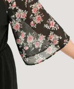 Floral Print Ruffles V Neck Raglan Sleeve Jumpsuit -Clothing Shop 664455209 ab