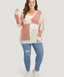 Supersoft Essentials Colorblock Two Tone Button Up Cardigan -Clothing Shop 664694829 xo