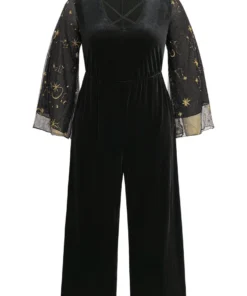 Halloween Moon & Star Glitter Mesh Crisscross Neck Jumpsuit 17 Halloween Moon & Star Glitter Mesh Crisscross Neck Jumpsuit -Clothing Shop 664979855 iz