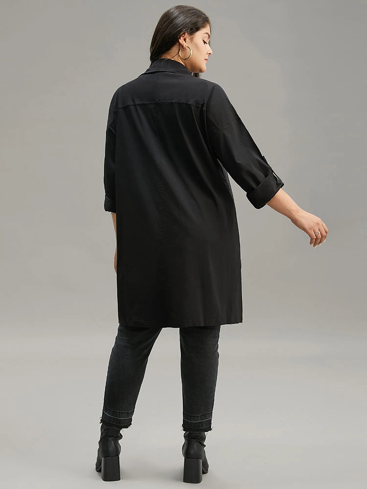 Halloween Plain Lapel Collar Button Up Tab Sleeve Coat 7 Halloween Plain Lapel Collar Button Up Tab Sleeve Coat - Image 5