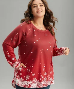 Christmas Snowflake Raglan Sleeve High Low Hem T-shirt -Clothing Shop 665699715 tb a140bf05 92c2 47f4 986d 5efba13d489d