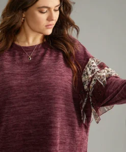 Boho Print Patchwork Tiered Ruffles Dolman Sleeve Sweatshirt -Clothing Shop 665913102 ru