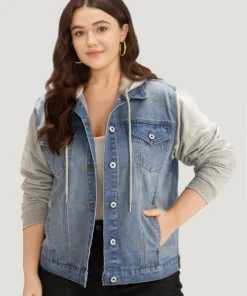 Hooded Patchwork Flap Pocket Denim Jacket -Clothing Shop 666560304 fu 17cf8f4d 6b05 406d b2f7 7d1c9646eefc