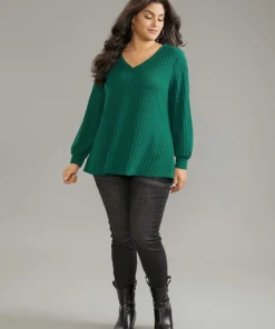 Plain Texture V Neck Jacquard T-shirt 9 Plain Texture V Neck Jacquard T-shirt -Clothing Shop 66689391 fk