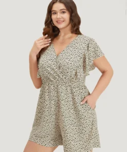 Leopard Ruffle Cap Sleeve V Neck Pocket Jumpsuit 13 Leopard Ruffle Cap Sleeve V Neck Pocket Jumpsuit -Clothing Shop 668318595 ml