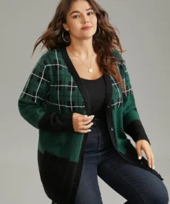 Supersoft Essentials Plaid Geometric Contrast Pocket Cardigan 10 Supersoft Essentials Plaid Geometric Contrast Pocket Cardigan -Clothing Shop 669332195 ty
