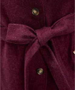 Solid Foldover Collar Pocket Asymmetrical Hem Belted Coat -Clothing Shop 670262266 us d06db5fd 19f8 45df bacd 0ec767744448