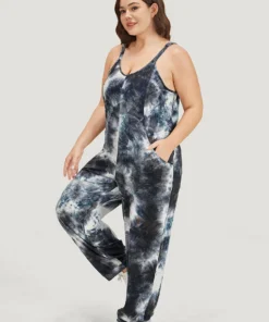 Tie Dye Pocket Patchwork Cami Jumpsuit -Clothing Shop 670491182 hq
