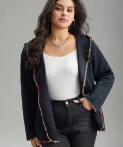 Texture Pocket Patchwork Button Detail Jacket 16 Texture Pocket Patchwork Button Detail Jacket -Clothing Shop 67126501 sj