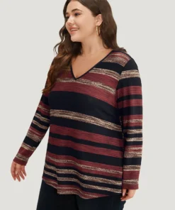 Striped Contrast V Neck T-shirt -Clothing Shop 671481924 to 846c23df c1f1 4d92 ac42 0c7487ccfd5b