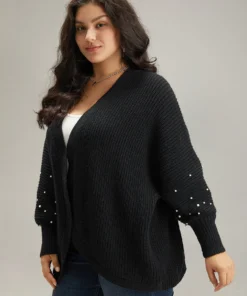 Patchwork Pearl Beaded Curved Hem Cardigan 18 Patchwork Pearl Beaded Curved Hem Cardigan -Clothing Shop 671596133 mh