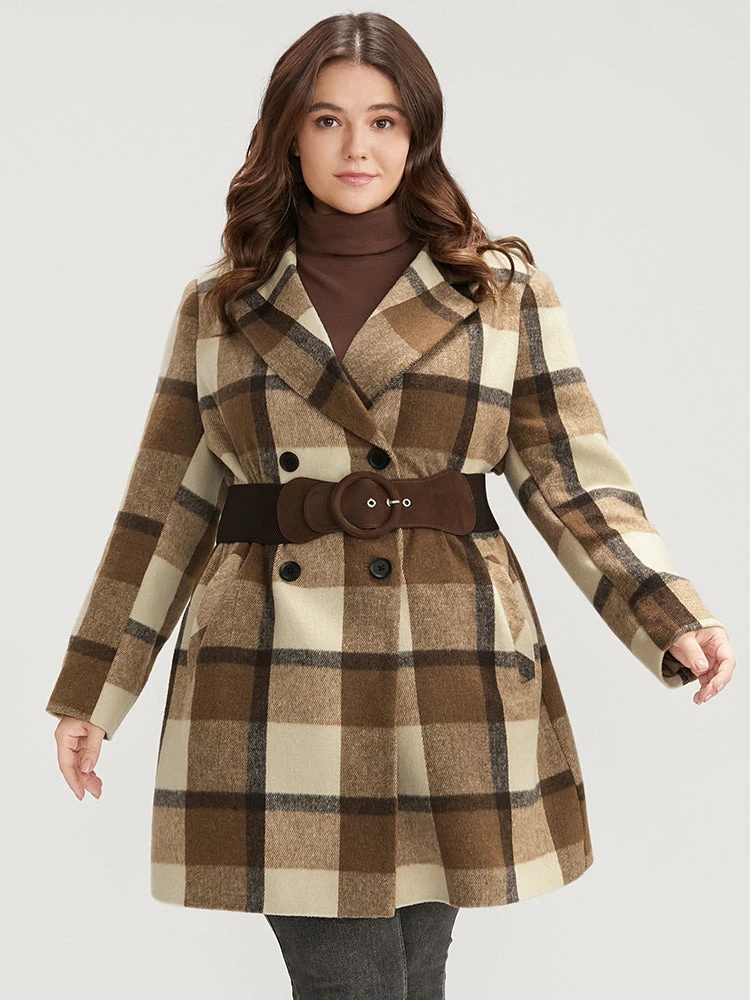 Plaid Suit Collar Double Breasted Pocket Blazer 8 Plaid Suit Collar Double Breasted Pocket Blazer - Image 6