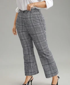 Houndstooth Pocket Flare Leg Zipper Fly Pants -Clothing Shop 673636962 ac b65d99fa 0872 48da a7bc 698384748278