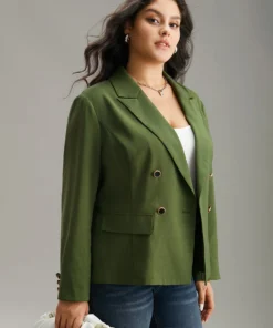 Solid Suit Collar Button Detail Blazer -Clothing Shop 673720844 cz