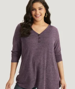 Heather Button Up Long Sleeve T-shirt 24 Heather Button Up Long Sleeve T-shirt -Clothing Shop 673912694 xs